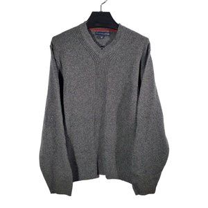 NWT Tommy Hilfiger Rib Knit Sweater V-Neck Pullover Boxy Dark Academia Casual